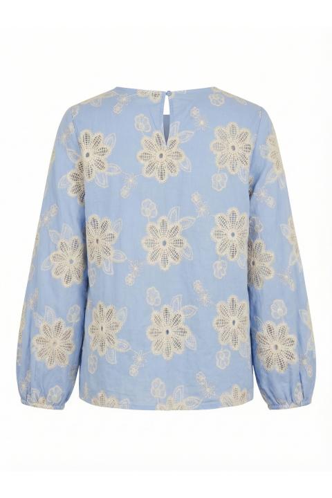Blusa ricami e crochet celeste - Primavera Estate 2026 | Brend