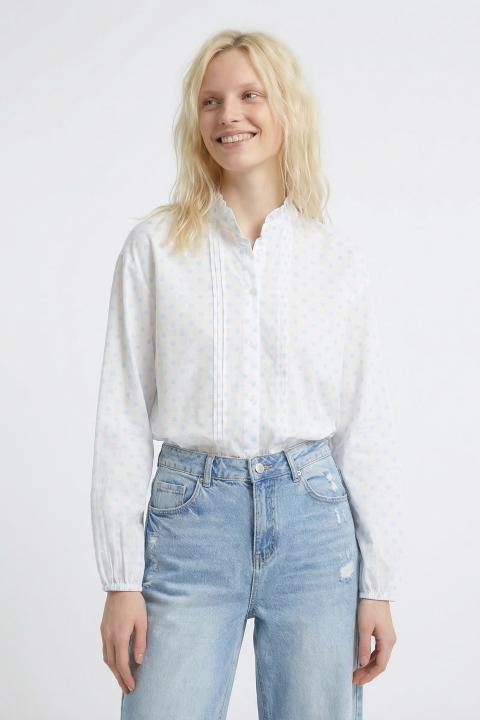 Blusa rouches pois pois celeste - Primavera Estate 2026 | Brend