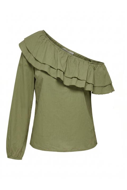 Blusa monospalla volant oliva - Primavera Estate 2026 | Brend