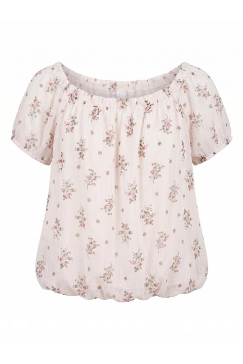 Blusa shiffer mezza manica fantasia provenzale panna - Primavera Estate 2026 | Brend