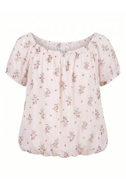 Blusa shiffer mezza manica fantasia provenzale panna - Primavera Estate 2026 | Brend