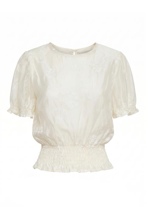 Blusa mezza manica palloncino ricamata naturale - Primavera Estate 2026 | Brend