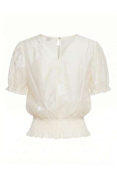 Blusa mezza manica palloncino ricamata naturale - Primavera Estate 2026 | Brend