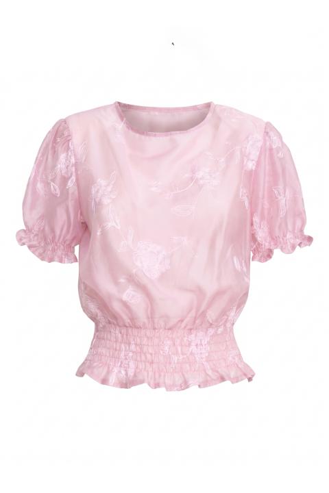 Blusa mezza manica palloncino ricamata rosa - Primavera Estate 2026 | Brend