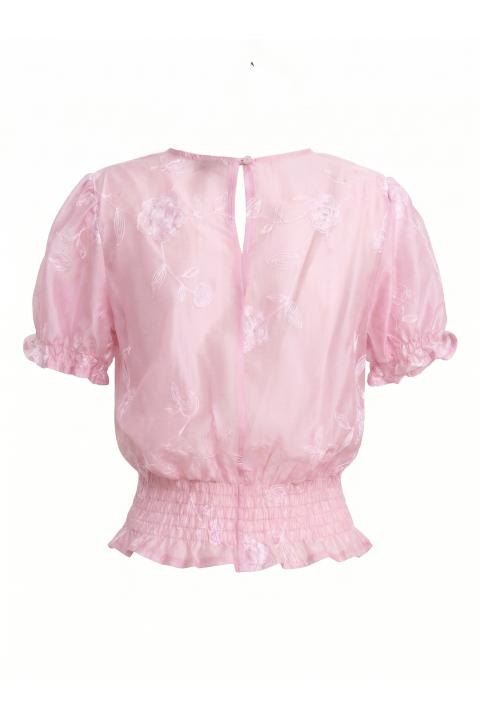 Blusa mezza manica palloncino ricamata rosa - Primavera Estate 2026 | Brend
