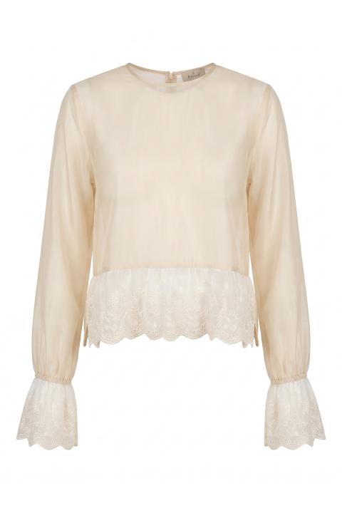 Blusa crop balza pizzo natural/beige - Primavera Estate 2026 | Brend