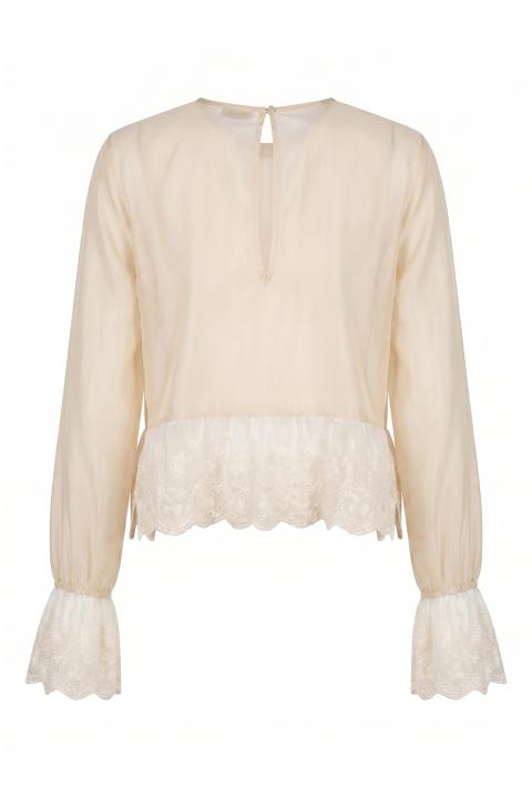 Blusa crop balza pizzo natural/beige - Primavera Estate 2026 | Brend