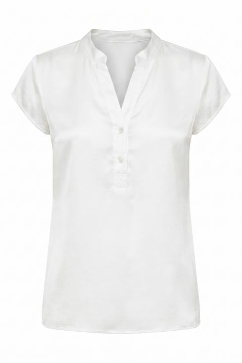 Blusa serafino raso bianco ottico - Primavera Estate 2026 | Brend