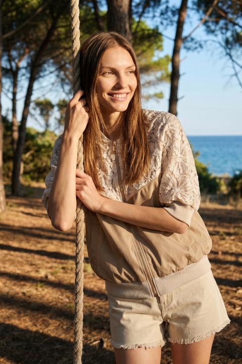 Bomber mezza manica pizzo beige/panna - Primavera Estate 2026 | Brend