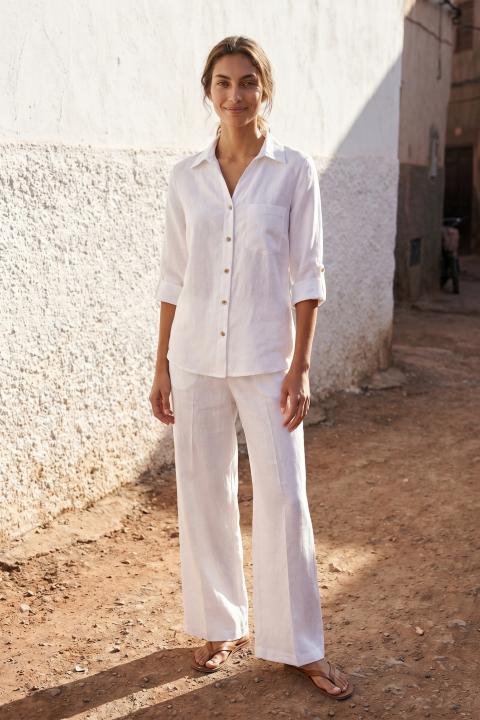 Camicia taschino lino bianco - Primavera Estate 2026 | Brend
