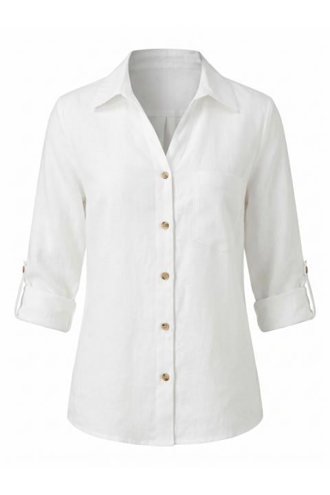 Camicia taschino lino bianco - Primavera Estate 2026 | Brend