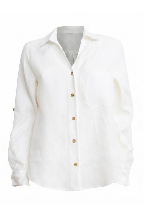 Camicia taschino lino bianco - Primavera Estate 2026 | Brend