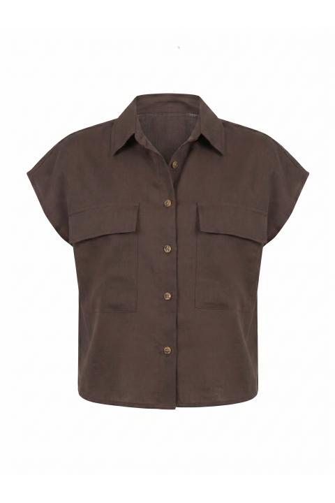 Camicia mezza manica lino moro - Primavera Estate 2026 | Brend