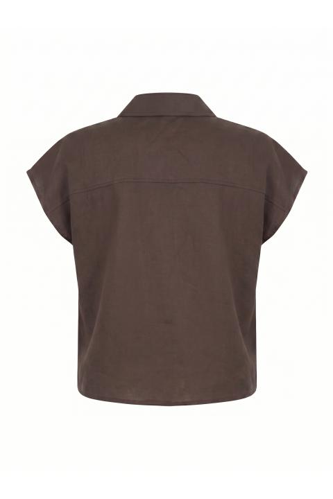 Camicia mezza manica lino moro - Primavera Estate 2026 | Brend