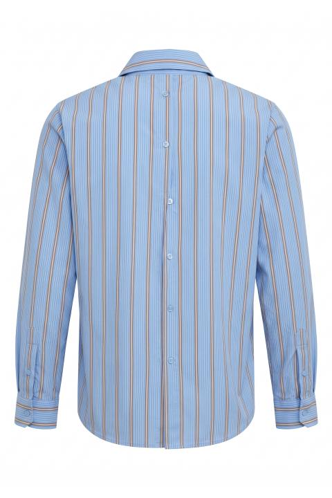 Camicia viscosa bottoni dietro azzurro/safari - Primavera Estate 2026 | Brend