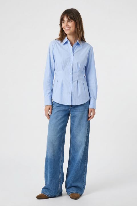 Camicia cugni e spalline rigato celeste - Primavera Estate 2026 | Brend