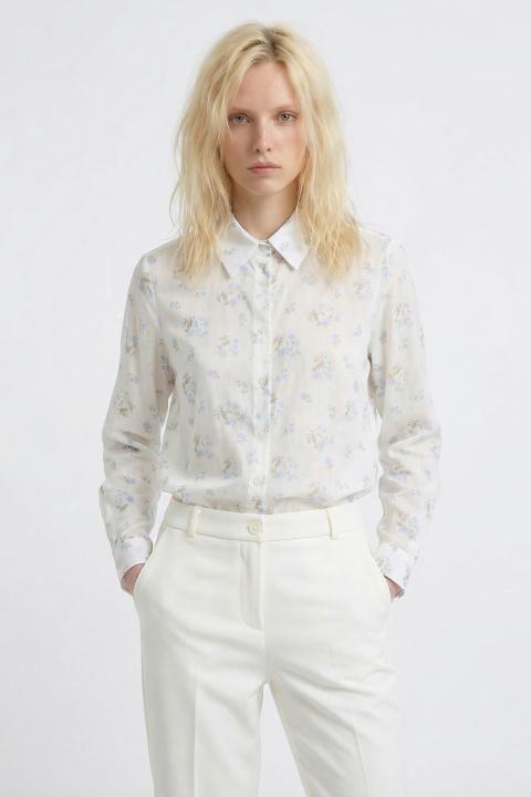 Camicia lyocell fantasia fiori cielo - Primavera Estate 2026 | Brend