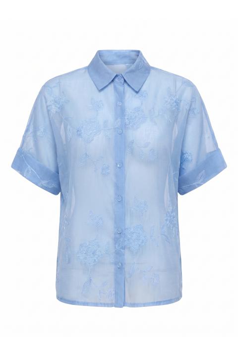 Camicia kimono ricamata cielo - Primavera Estate 2026 | Brend