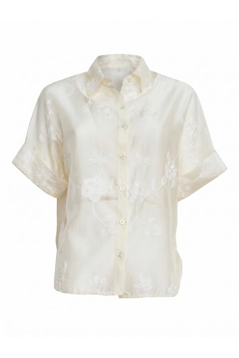 Camicia kimono ricamata naturale - Primavera Estate 2026 | Brend