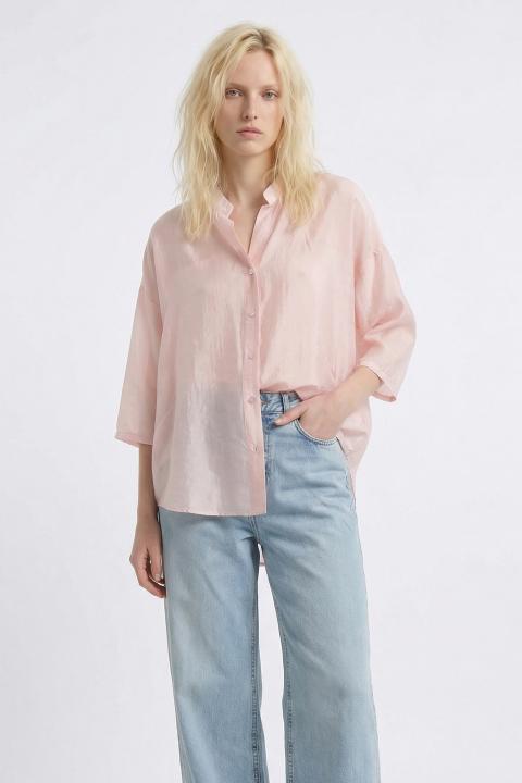 Camicia coreana asimmetrica rosa - Primavera Estate 2026 | Brend