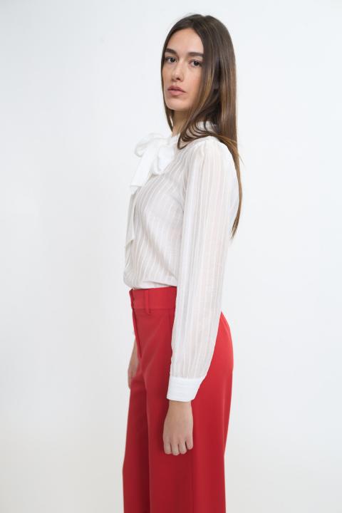 Camicia fiocco rigata bianco - Primavera Estate 2026 | Brend