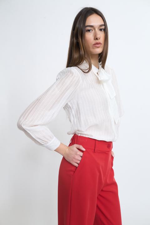 Camicia fiocco rigata bianco - Primavera Estate 2026 | Brend