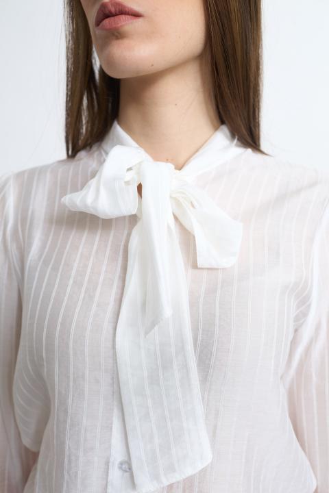 Camicia fiocco rigata bianco - Primavera Estate 2026 | Brend