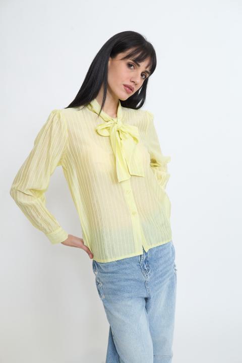 Camicia fiocco rigata lime - Primavera Estate 2026 | Brend
