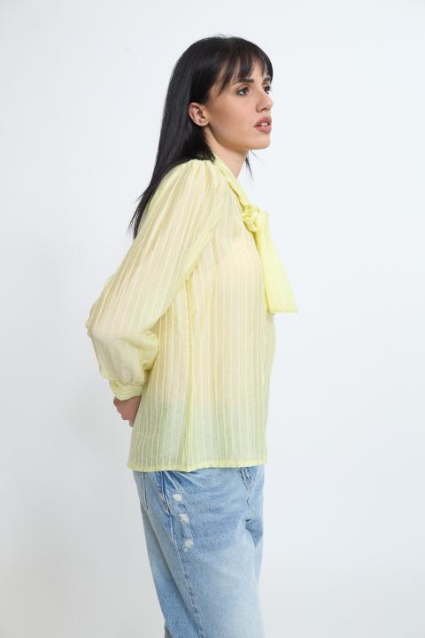 Camicia fiocco rigata lime - Primavera Estate 2026 | Brend