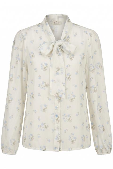Camicia lyocell fiocco fantasia fiori cielo - Primavera Estate 2026 | Brend