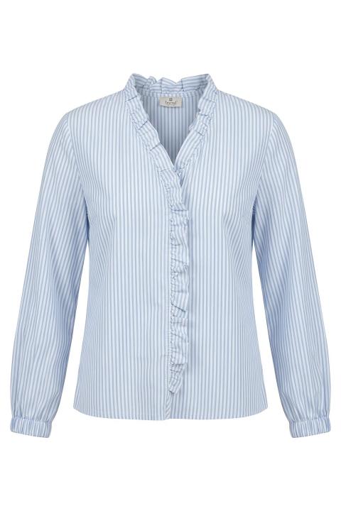 Camicia rouches rigata celeste - Primavera Estate 2026 | Brend