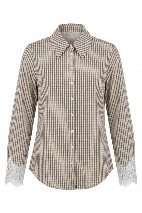Camicia check polsi pizzo check moro - Primavera Estate 2026 | Brend