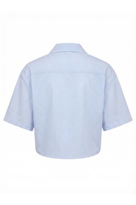 Camicia crop rigata alamari celeste/bianco - Primavera Estate 2026 | Brend