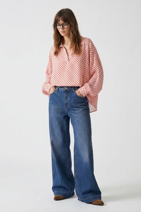 Camicia polo viscosa fantasia rosa/rosso - Primavera Estate 2026 | Brend