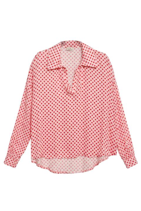 Camicia polo viscosa fantasia rosa/rosso - Primavera Estate 2026 | Brend