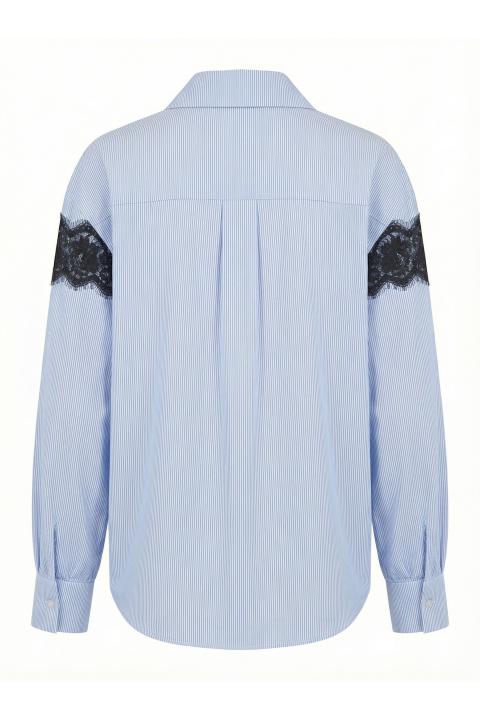 Camicia rigata fascia pizzo rigo celeste - Primavera Estate 2026 | Brend