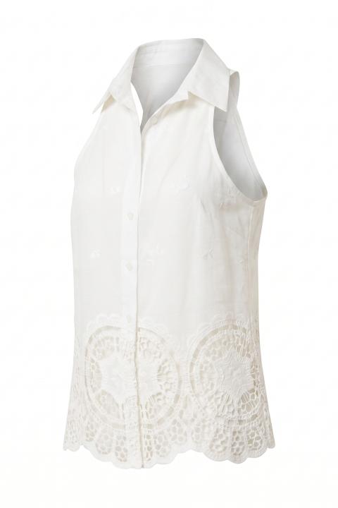 Camicia america con ricami bianco - Primavera Estate 2026 | Brend