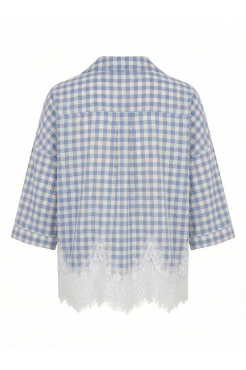 Camicia fondo pizzo vichy azzurro - Primavera Estate 2026 | Brend