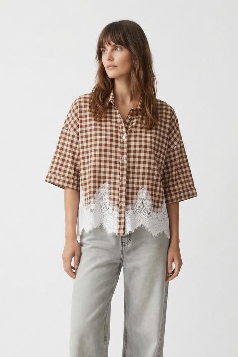 Camicia fondo pizzo vichy moro - Primavera Estate 2026 | Brend