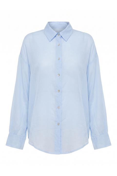 Camicia over con collo celeste - Primavera Estate 2026 | Brend