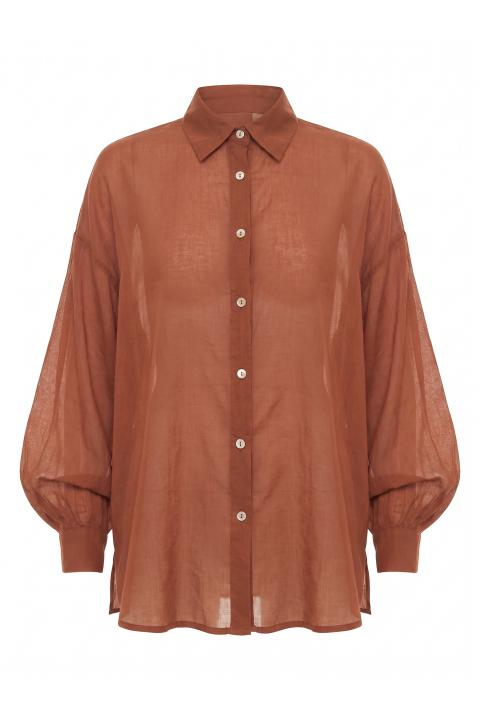 Camicia over con collo coccio - Primavera Estate 2026 | Brend