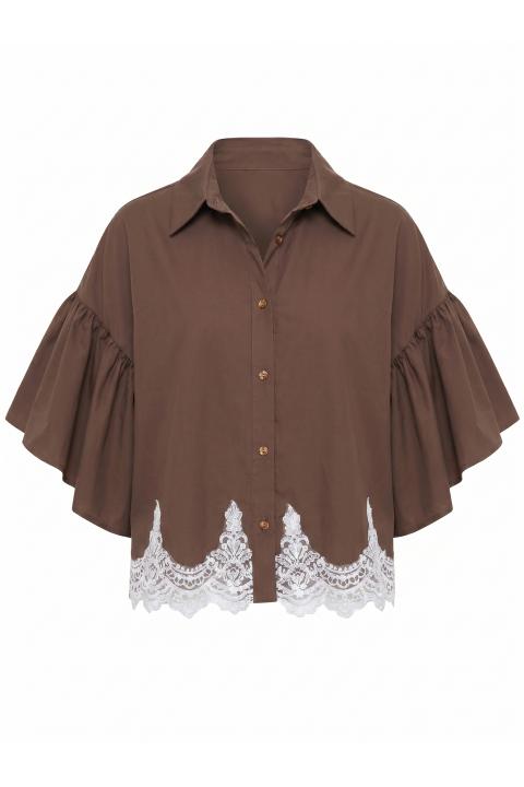 Camicia pizzo mezza manica moro - Primavera Estate 2026 | Brend