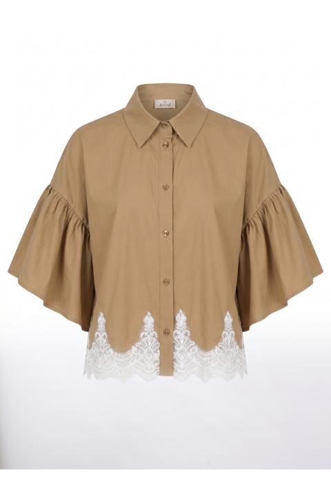 Camicia pizzo mezza manica tabacco - Primavera Estate 2026 | Brend