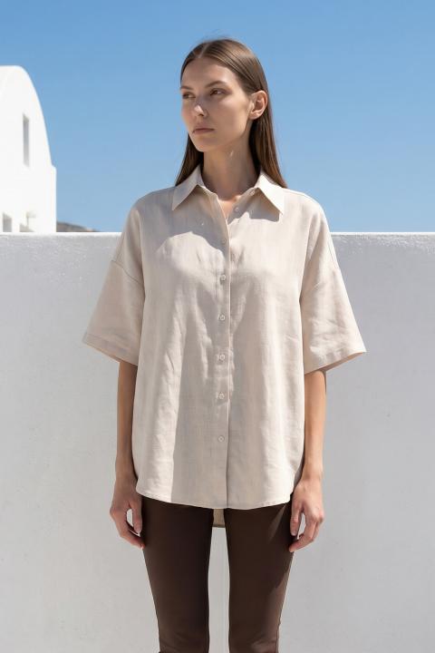 Camicia kimono asimmetrica beige - Primavera Estate 2026 | Brend