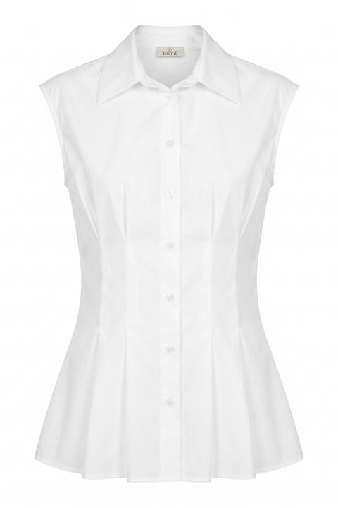 Camicia smanicata doppi cugni bianco - Primavera Estate 2026 | Brend
