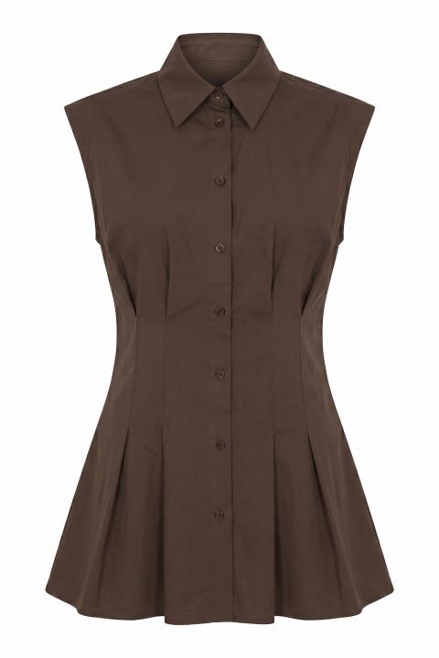 Camicia smanicata doppi cugni moro - Primavera Estate 2026 | Brend
