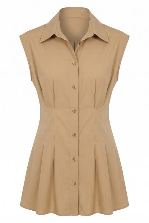 Camicia smanicata doppi cugni tabacco - Primavera Estate 2026 | Brend