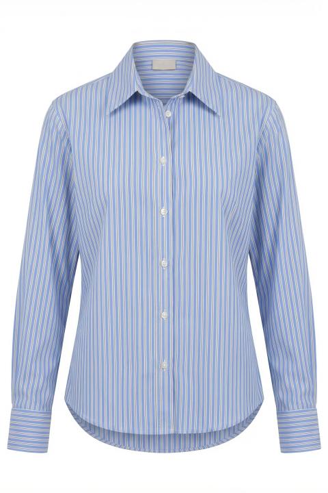 Camicia asimmetrica rigata rigo celeste-moro - Primavera Estate 2026 | Brend