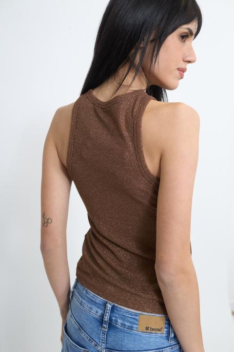 Canotta costine lurex cioccolato - Primavera Estate 2026 | Brend