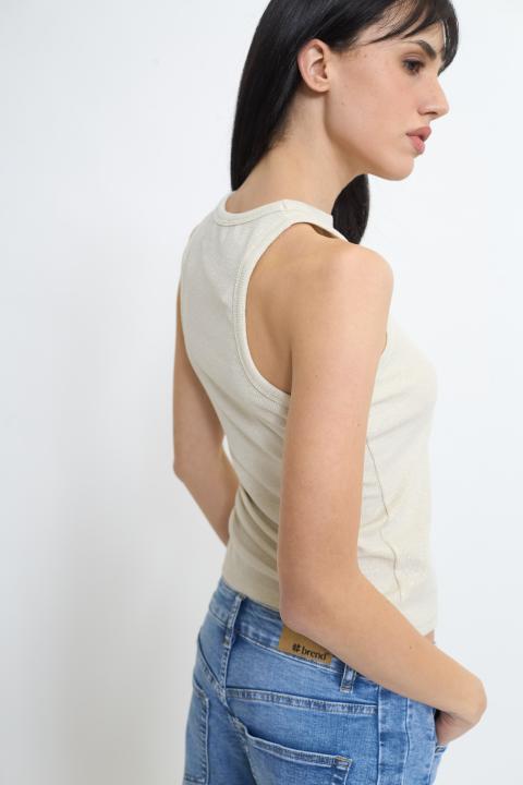 Canotta costine lurex panna - Primavera Estate 2026 | Brend